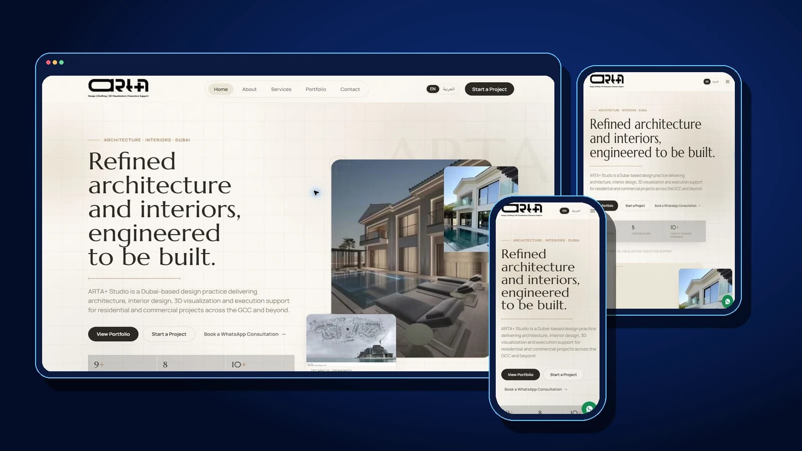 Arta+ Studio responsive device presentation